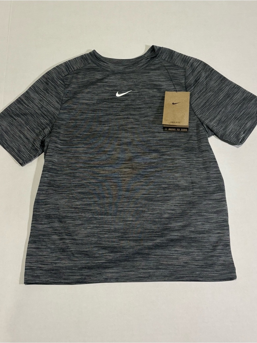 Nike Multi Big Kids S Dri-FIT Short-Sleeve Top in a heathered black
